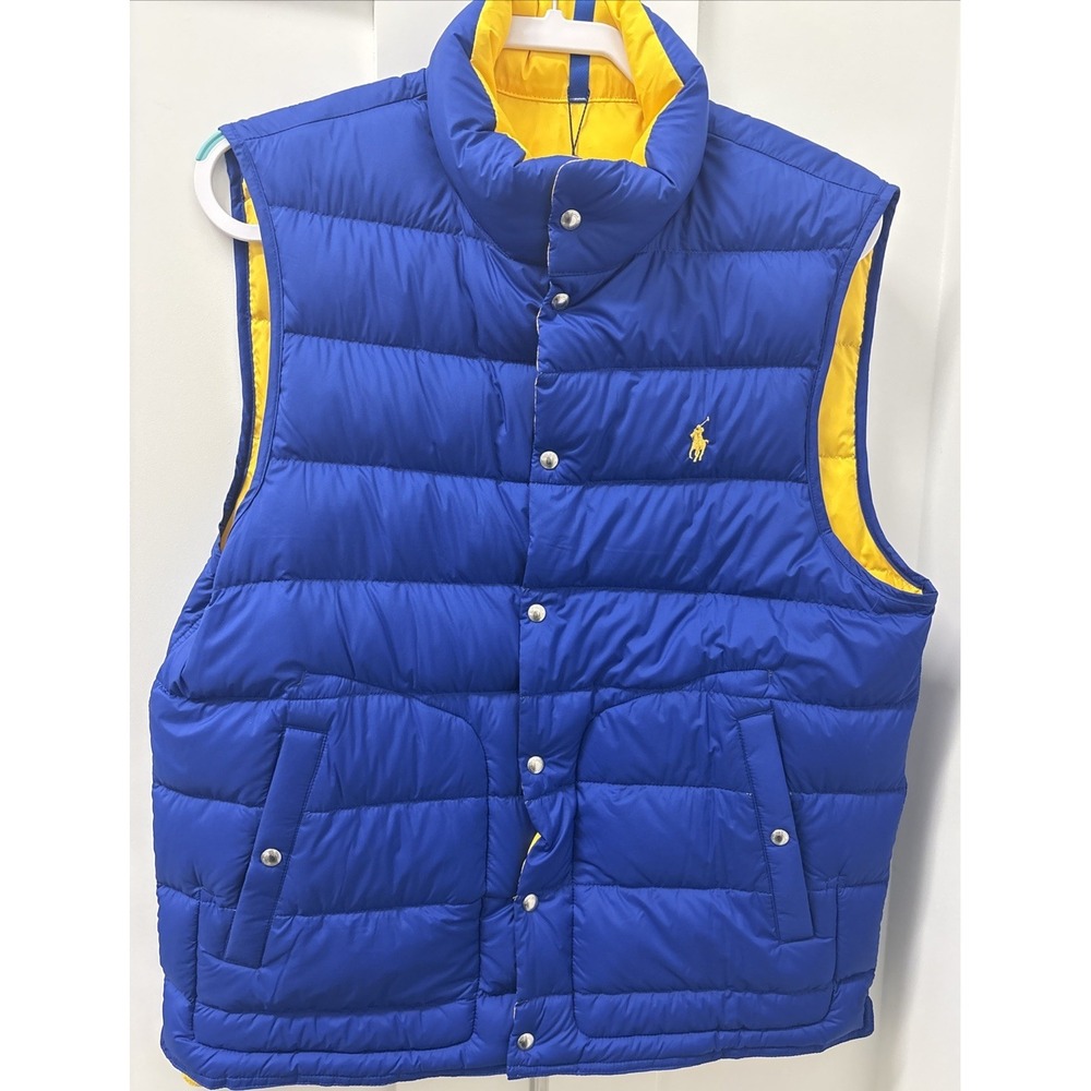Polo Ralph Lauren NWT Mens Medium Reversible Duck‎ Down Vest Snap